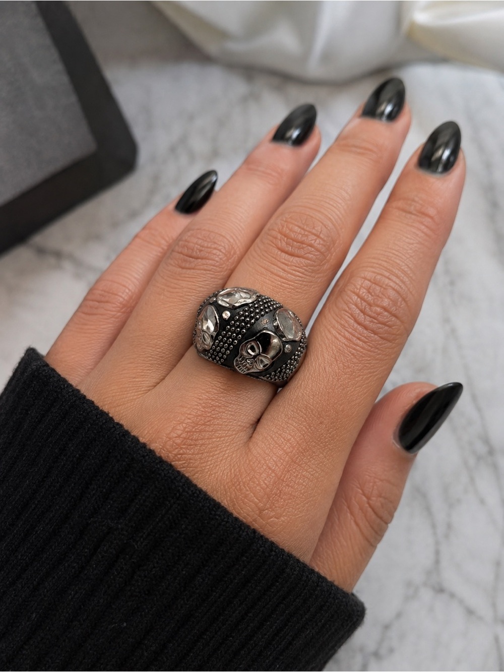 Skull Band‎ Fashion Ring with Crystals